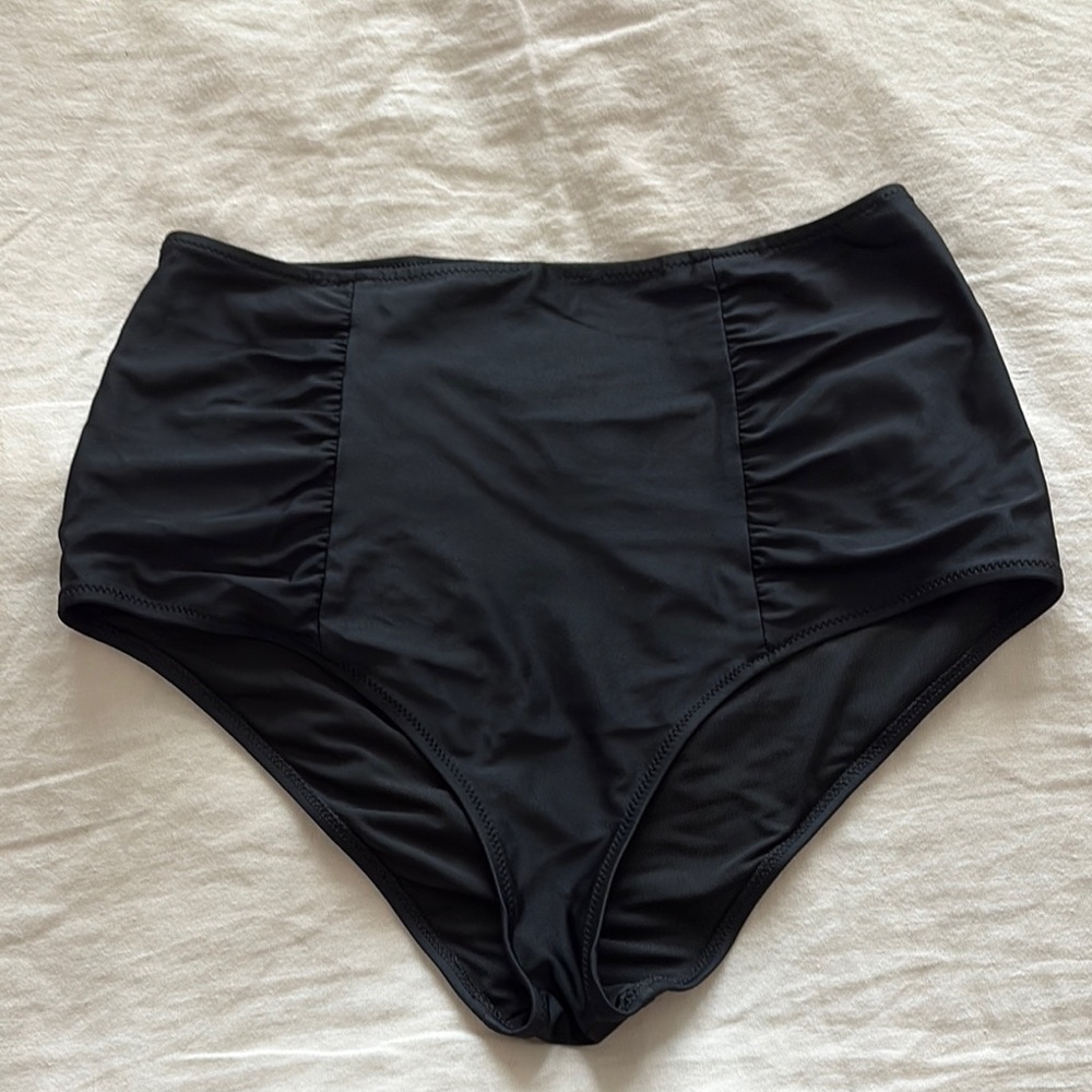 Aerie High-Waisted Full Coverage Swim Bottoms in Black